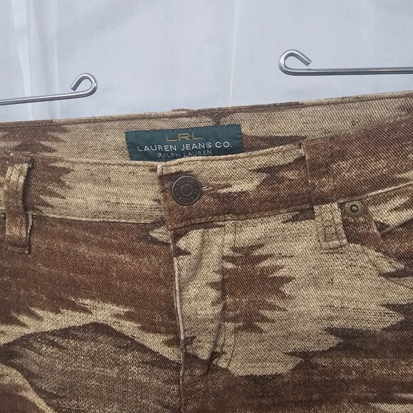 Lauren Ralph Lauren Jeans Aztec Southwestern Grunge Boho Brown Straight Leg 4 - Picture 4 of 9